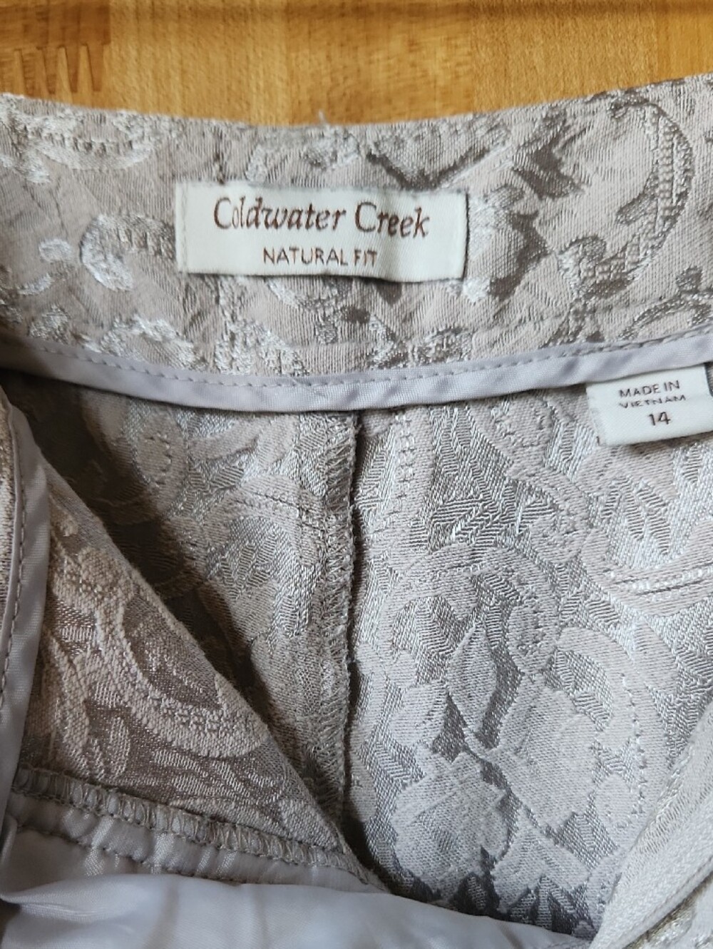 Coldwater Creek Light Lavender Jacquard Slacks, Sz 14 - Picture 3 of 14